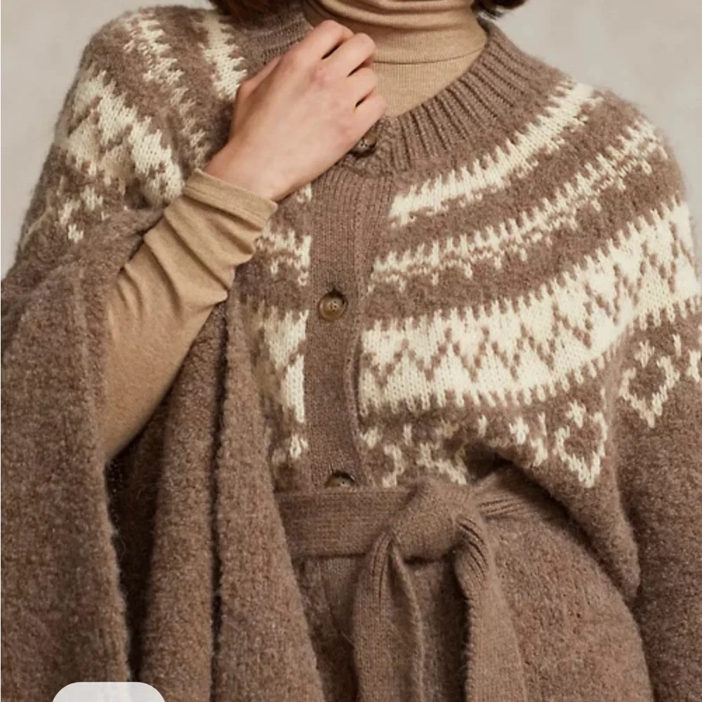 NWT Polo Ralph Lauren Fair Isle Wool-Blend Cape Cardigan - Picture 4 of 7